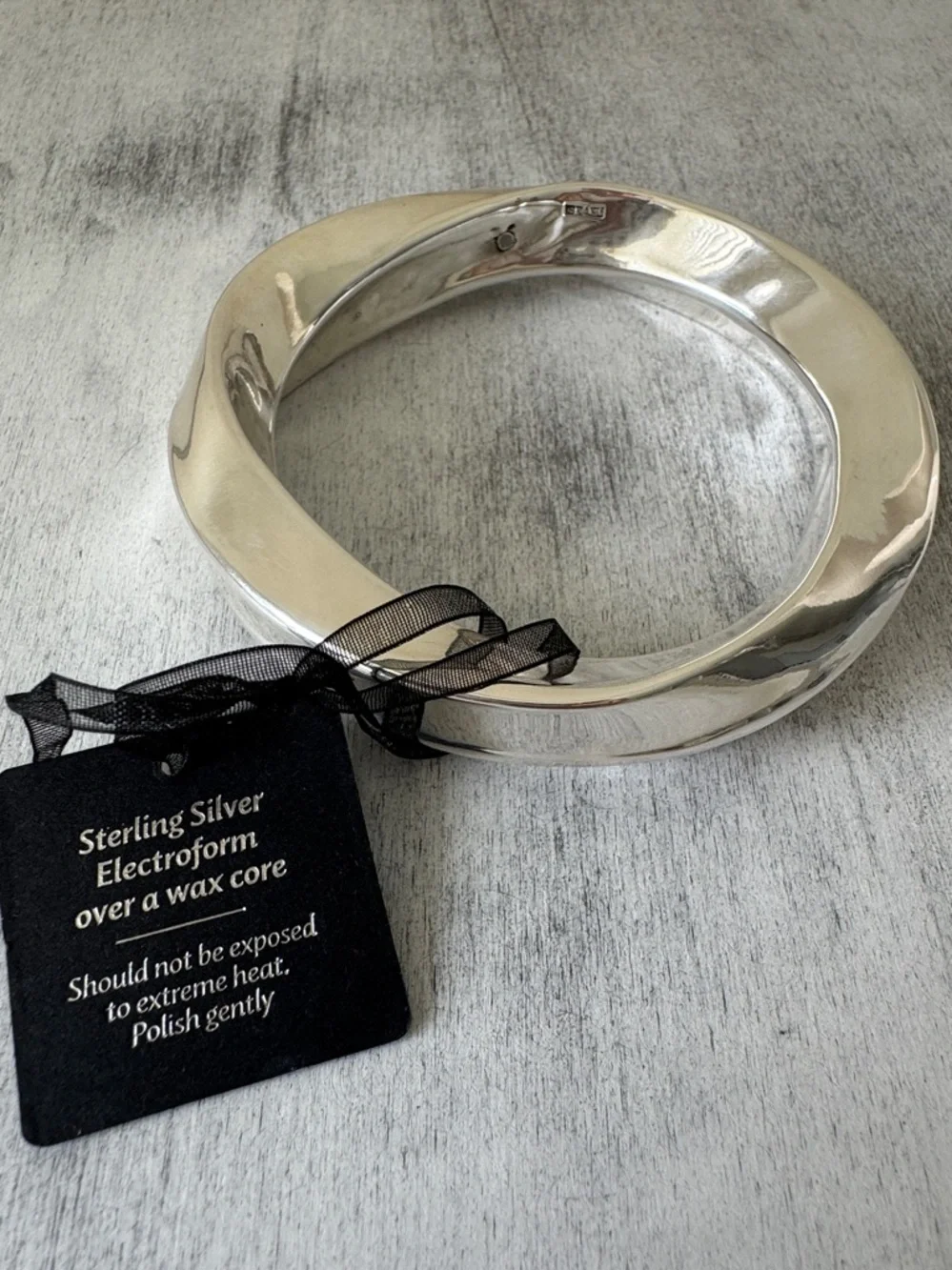 E&L Sterling Silver Bangle Statement Bracelet Israel Electroform Wavy D-2/5